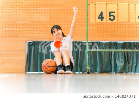 School club activities, girls cheering for the basketball club, sports festival, class match, tournament, game School club activities, girls cheering for the basketball club, sports festival, class match, tournament, game 140824371