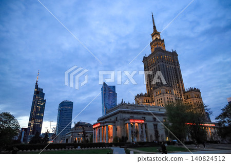 Poland, Warsaw: Palace of Culture and Science and its surrounding scenery Poland, Warsaw: Palace of Culture and Science and its surrounding scenery 140824512