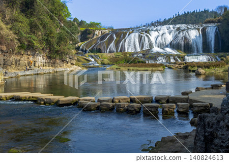 Slope Pond Waterfall of Huangguoshu in Guizhou Natural Scenery, China Slope Pond Waterfall of Huangguoshu in Guizhou Natural Scenery, China 140824613