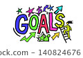Colorful Goals Doodle Staircase Arrow Vector for Career Planners 140824676