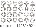 A set of vector illustrations of gemstone icons in various shapes. 140824921