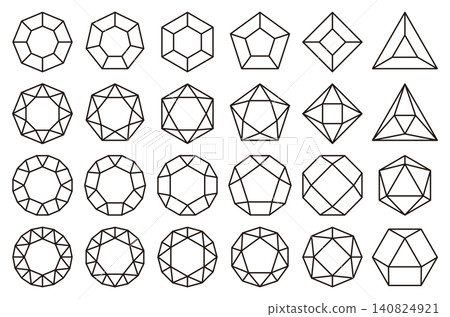 A set of vector illustrations of gemstone icons in various shapes. A set of vector illustrations of gemstone icons in various shapes. 140824921