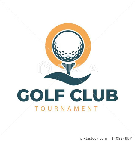 Modern Golf Ball with Ocean Wave Logo for Golf Resort and Coastal Club Modern Golf Ball with Ocean Wave Logo for Golf Resort and Coastal Club 140824997