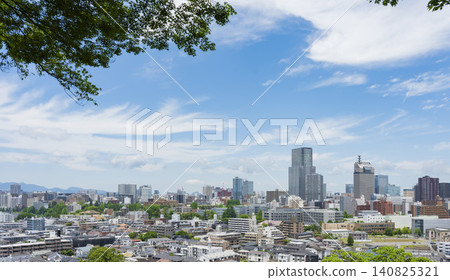 A panoramic view of Sendai city amidst the fresh greenery. A panoramic view of Sendai city amidst the fresh greenery. 140825321