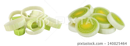 sliced Leek vegetable isolated on white background with full depth of field sliced Leek vegetable isolated on white background with full depth of field 140825464