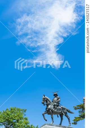 Blue sky and the equestrian statue of Date Masamune Blue sky and the equestrian statue of Date Masamune 140825517