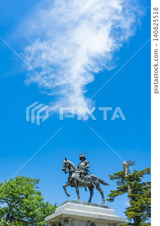 Blue sky and the equestrian statue of Date Masamune Blue sky and the equestrian statue of Date Masamune 140825518