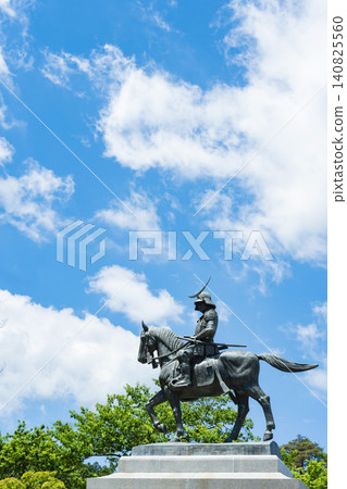 Blue sky and the equestrian statue of Date Masamune Blue sky and the equestrian statue of Date Masamune 140825560