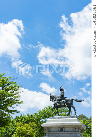 Blue sky and the equestrian statue of Date Masamune Blue sky and the equestrian statue of Date Masamune 140825561