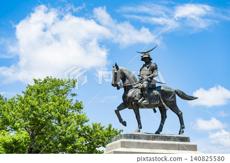 Blue sky and the equestrian statue of Date Masamune Blue sky and the equestrian statue of Date Masamune 140825580
