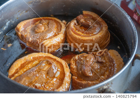 I ate some delicious roast pork at a regular home in Okayama City, Okayama Prefecture, Japan. I ate some delicious roast pork at a regular home in Okayama City, Okayama Prefecture, Japan. 140825794