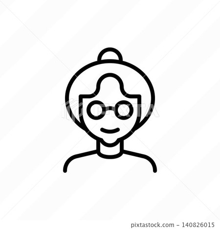 Grandmother in eyeglasses with hair bun. Thin line icon. Vector illustration. Grandmother in eyeglasses with hair bun. Thin line icon. Vector illustration. 140826015