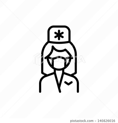 Caregiver, home nurse. Thin line icon. Assisted living. Geriatric medicine. Vector illustration. Caregiver, home nurse. Thin line icon. Assisted living. Geriatric medicine. Vector illustration. 140826016