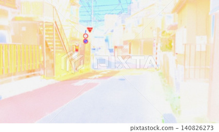 A road in a residential area. A road in Tokyo. Illustrated style. A road in a residential area. A road in Tokyo. Illustrated style. 140826273