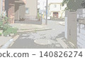 A road in a residential area. A road in Tokyo. Illustrated style. 140826274