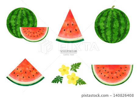 手繪水彩風格西瓜插畫集 手繪水彩風格西瓜插畫集 140826408