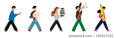 A set of hand-drawn illustrations of people who learn, create, communicate, and carry the digital age. A set of hand-drawn illustrations of people who learn, create, communicate, and carry the digital age. 140827202