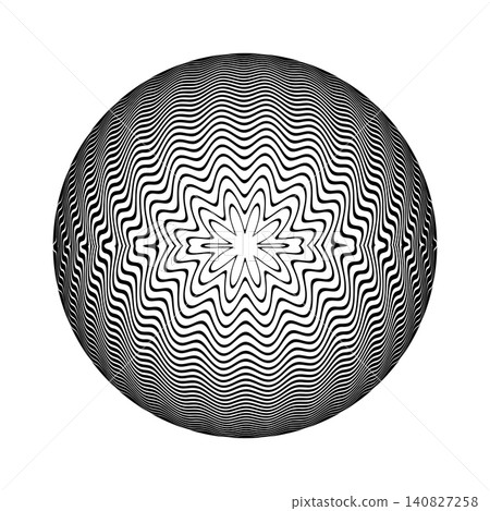 Radial Wavy Lines Spherical Pattern. 3D Illusion. 140827258