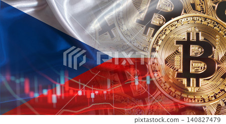 Bitcoin cryptocurrency with Czech flag. Investors in Blockchain Technology with Czech Republic flag background Bitcoin cryptocurrency with Czech flag. Investors in Blockchain Technology with Czech Republic flag background 140827479
