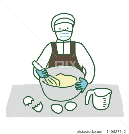 廚房工作人員準備食物 - 手繪向量圖 廚房工作人員準備食物 - 手繪向量圖 140827542