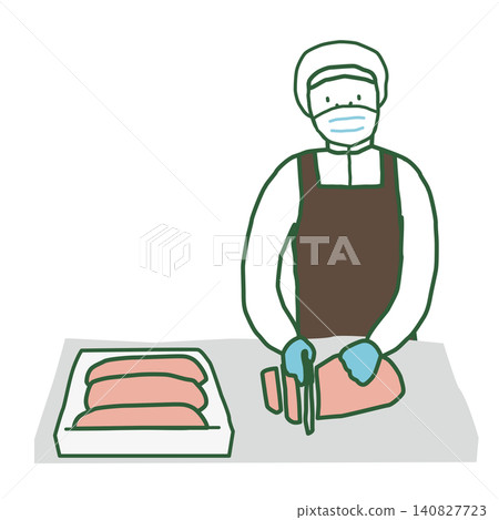 Kitchen staff preparing food - Hand-drawn vector illustration Kitchen staff preparing food - Hand-drawn vector illustration 140827723