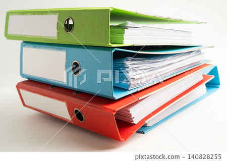 Stack of business finance data finder on white background. Stack of business finance data finder on white background. 140828255