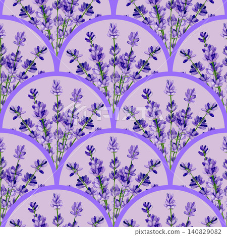 Watercolor lavender on blue background. Seamless floral pattern-290. Watercolor lavender on blue background. Seamless floral pattern-290. 140829082
