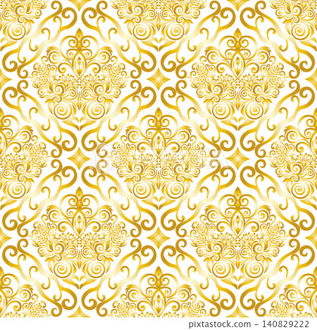 Damask style pattern 2, golden and swirl, white background. Seamless floral pattern-299. Damask style pattern 2, golden and swirl, white background. Seamless floral pattern-299. 140829222