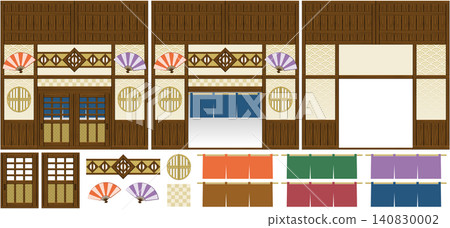 適用於日式商店入口/出口的無縫背景和邊框套裝。 適用於日式商店入口/出口的無縫背景和邊框套裝。 140830002