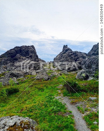Hiking trail in the mountains. North Urals. Hiking trail in the mountains. North Urals. 140830449