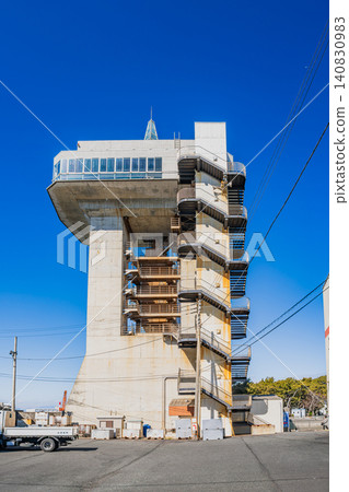 View of the large observation sluice gate "Viewo" at Numazu Port in Numazu City, Shizuoka Prefecture. 140830983