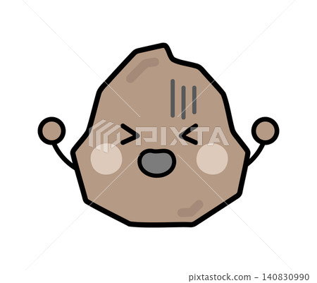 Illustration of a hard, lumpy poop character; constipation, poop Illustration of a hard, lumpy poop character; constipation, poop 140830990