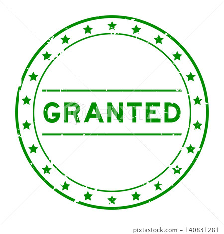 Grunge green granted word round rubber seal stamp on white background Grunge green granted word round rubber seal stamp on white background 140831281