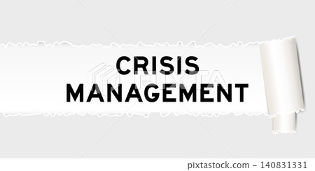 Ripped gray paper background that have word crisis management under torn part 140831331