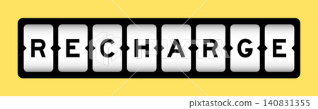 Black color in word recharge on slot banner with yellow color background Black color in word recharge on slot banner with yellow color background 140831355