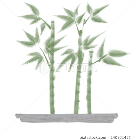 Bamboo bonsai painted with a brush - blue 140831435