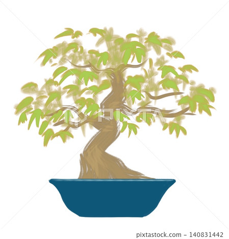 用畫筆描繪的秋葉 - 盆景 - 藍色 用畫筆描繪的秋葉 - 盆景 - 藍色 140831442