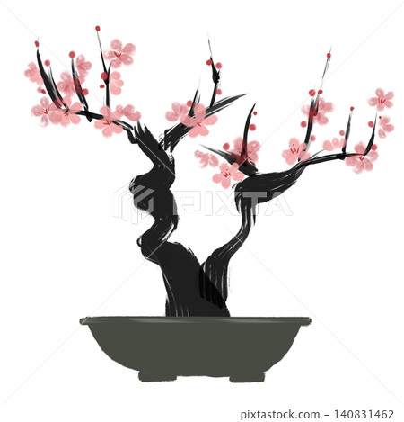 Plum blossoms painted with a brush - Bonsai - Red Plum blossoms painted with a brush - Bonsai - Red 140831462