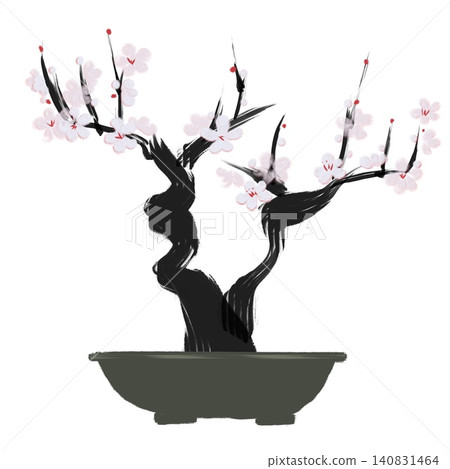 Plum blossoms painted with a brush - Bonsai - Snow Plum blossoms painted with a brush - Bonsai - Snow 140831464