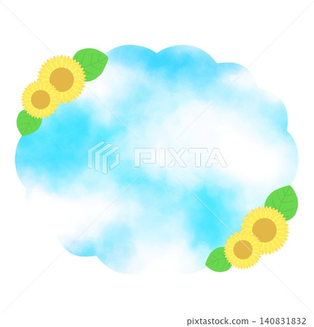Cute sunflower, cloud, and blue sky frame Cute sunflower, cloud, and blue sky frame 140831832
