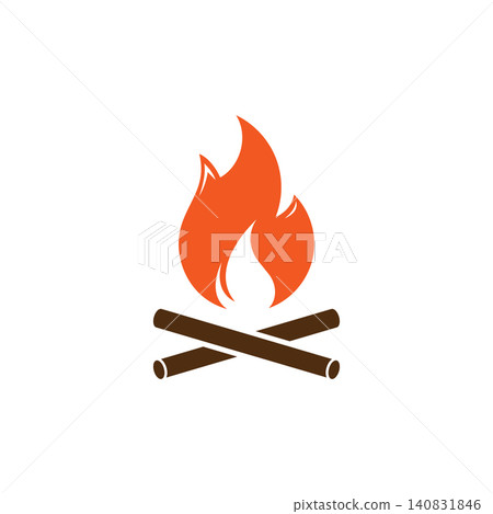 Bright orange flame symbol 140831846
