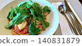 Shrimp and arugula pasta lunch 140831879