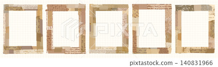 Antique brown vector washi tape scrapbook paper frames with torn edges and hand written unreadable text, Romantic beige masking tape pieces borders with cursive handwriting for journal and planner Antique brown vector washi tape scrapbook paper frames with torn edges and hand written unreadable text, Romantic beige masking tape pieces borders with cursive handwriting for journal and planner 140831966