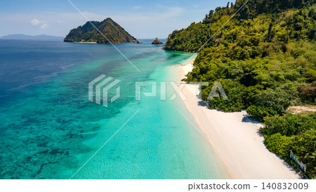 Aerial drone view of tropical landscape over Madam Beach of Nyaung Oo Phee Island in Myanmar Aerial drone view of tropical landscape over Madam Beach of Nyaung Oo Phee Island in Myanmar 140832009