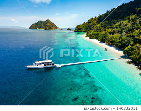 Aerial drone view of tropical landscape over Madam Beach of Nyaung Oo Phee Island in Myanmar Aerial drone view of tropical landscape over Madam Beach of Nyaung Oo Phee Island in Myanmar 140832011
