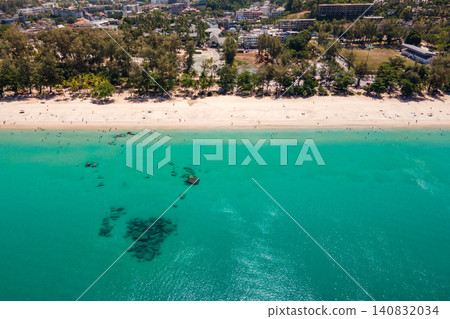 Aerial top view of Surin beach in Phuket, Thailand. Aerial top view of Surin beach in Phuket, Thailand. 140832034