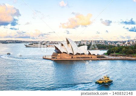 Australia: Sydney Harbour and Opera House at sunset Australia: Sydney Harbour and Opera House at sunset 140832148