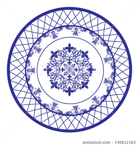 Decorative round ornament. Ethnic decorative elements. Hand drawn background. Islam, Arabic, Indian, ottoman motifs. Oriental pattern, vector illustration. For textile, embroidery, plate, porcelain Decorative round ornament. Ethnic decorative elements. Hand drawn background. Islam, Arabic, Indian, ottoman motifs. Oriental pattern, vector illustration. For textile, embroidery, plate, porcelain 140832163