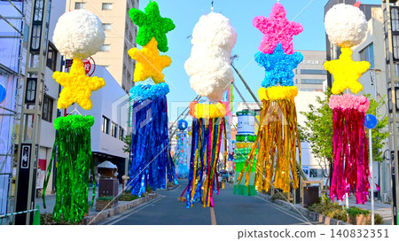 Beautiful Tanabata decorations at the Anjo Tanabata Festival Beautiful Tanabata decorations at the Anjo Tanabata Festival 140832351