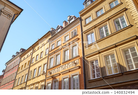 A street view of the buildings in Warsaw Old Town, Poland. A street view of the buildings in Warsaw Old Town, Poland. 140832494